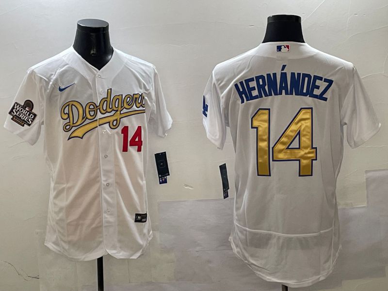 Men Los Angeles Dodgers #14 Hernandez White Elite 2025 Nike MLB Jersey style 3->los angeles dodgers->MLB Jersey